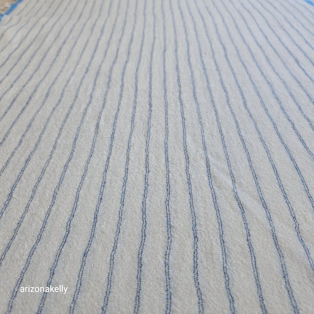 J. Crew Wool Scarf Lightweight White with Blue Stripes - Picture 12 of 13